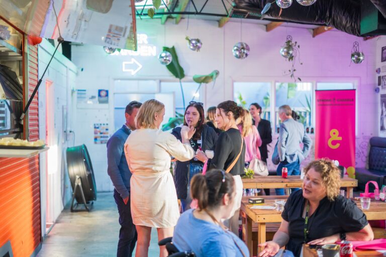 Group of people in a bar setting